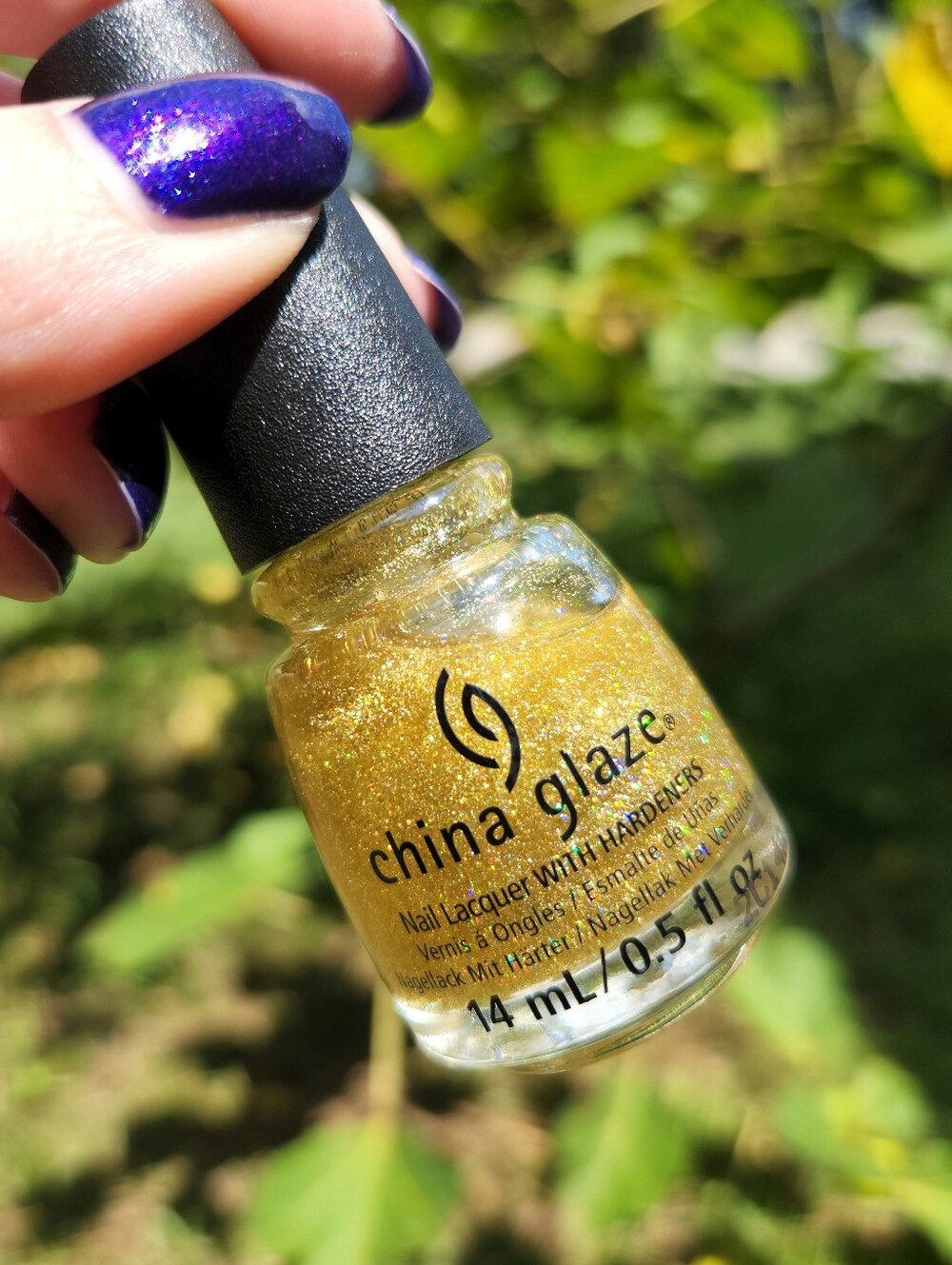 China Glaze 🌈✨ Golden Enchantment Holographic Top Coat Polish - DISCONTINUED